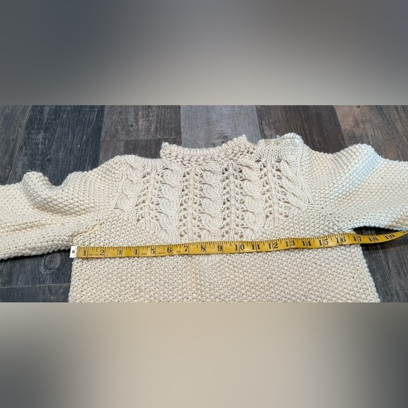 VANESSA Vintage Handmade 100% Wool Sweater Sz Large Fishermen Knit Cream - Picture 3 of 6